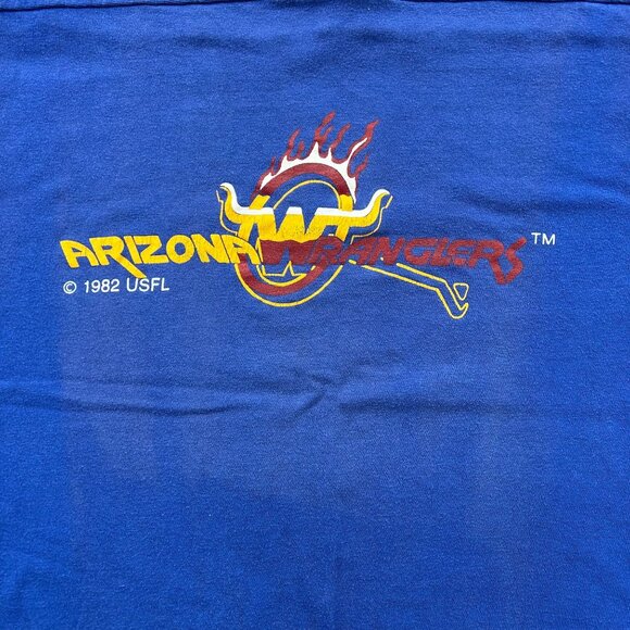 80S VINTAGE ARIZONA WRANGLERS GRAPHIC TEE MENS LARGE SHORT SLEEVE USFL - Picture 2 of 15